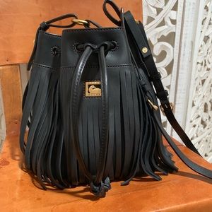 Dooney & Bourke Navy Leather Fringe Crossbody